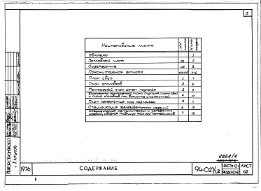 Состав альбома. Типовой проект 94-027/1.2Альбом 2 Часть 01.  Архитектурно-строительные чертежи ниже отметки 0000  Часть 01-2. Здание с подпольем. Вариант с бесростверковых  свайных фундаментов