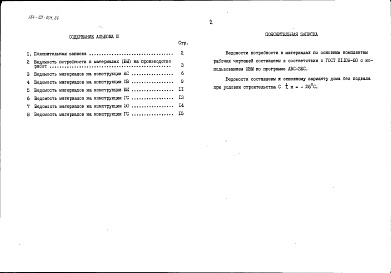 Состав альбома. Типовой проект 184-89-101.86Альбом 3 Ведомости потребности в материалах