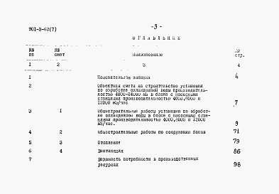 Состав альбома. Типовой проект 901-3-62Альбом 7 Сметы по строительной части, отоплению и вентиляции (в блоке с насосными станциями Q=4,8 и 12 тыс. м3/час)