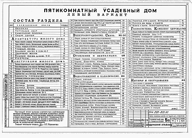 Состав альбома. Типовой проект 144-000-836.90Альбом 1  Вариант 1 Левый вариант - на ровном участке и рельефе. Архитектура жилого дома. Конструкции жилого дома. Электрооборудование. Связь. Отопление и вентиляция. Водоснабжение и канализация. Гелиосистема. Комплекс здоровья. Интер