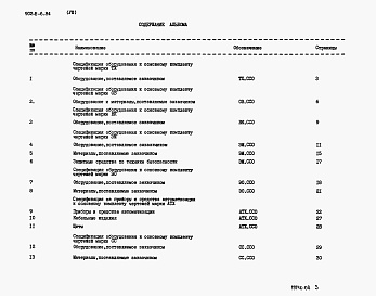 Состав альбома. Типовой проект 902-5-6.84Альбом 8 Сборник спецификаций оборудования
