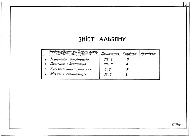 Состав альбома. Типовой проект У.503-6-17.97Альбом 2 Спеціфікації обладнання, виробів і матеріалів