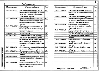 Состав альбома. Серия 5.407-75 УстановкаВыпуск 2 Чертежи изделий