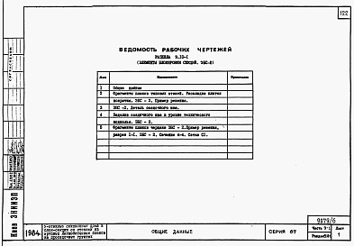 Состав альбома. Типовой проект 87-0101п/2Альбом 7 Часть 9-1 разделы 9.1-1, 9.2-1, 9.3-1, 9.6-1, 9.10-1 Узлы и детали
