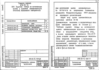 Состав альбома. Типовой проект 272-23-14Альбом 4 Задание заводу на изготовление щитов автоматизации устройств инженерного оборудования   