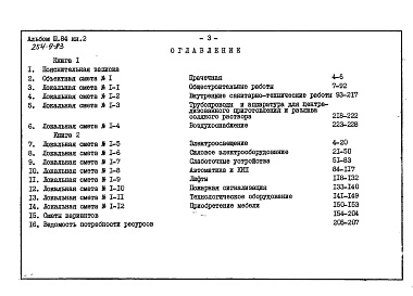 Состав альбома. Типовой проект 254-9-83Альбом 3.84 Сметы