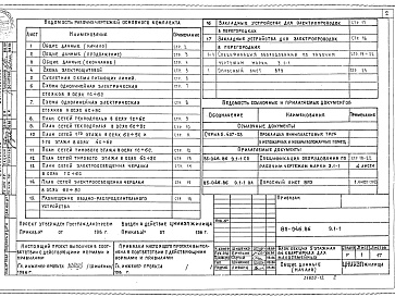 Состав альбома. Типовой проект 85-046.86Часть Э.1-1 Электрооборудование