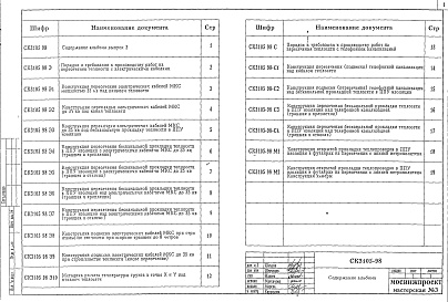 Состав альбома. Шифр СК3105-98 КонструкцииАльбом 3 Конструкции пересечения теплосети с электрическими кабелями, телефонной канализацией и метрополитеном