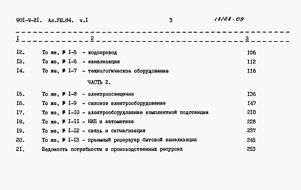 Состав альбома. Типовой проект 902-9-21Альбом 8 Сметы Часть 1, 2    