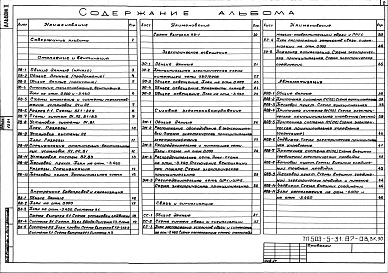 Состав альбома. Типовой проект 503-5-31.87Альбом 2 Отопление и Вентиляция.Водопровод и Канализация. Электрическое освещение .СЭ.СС.АОВ
