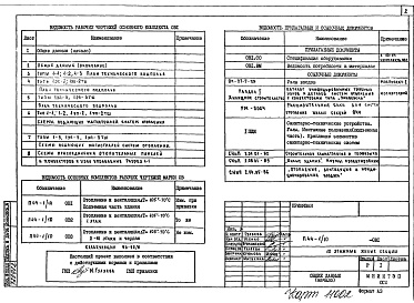 Состав альбома. Типовой проект П44-1/10Часть ОВ-1 Отопление и вентиляция Т=105-70ºС. Подземная часть