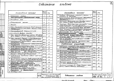 Состав альбома. Типовой проект 294-6-7сАльбом 1 Архитектурно-строительные и санитарно-технические чертежи, электрооборудование, автоматика, слаботочные устройства.
