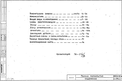 Состав альбома. Шифр 3РС 53-01-76Альбом 1 Рабочие чертежи