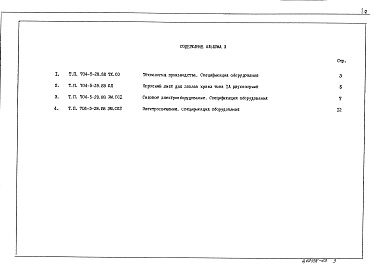 Состав альбома. Типовой проект 704-5-28.88Альбом 3 Спецификация оборудования     