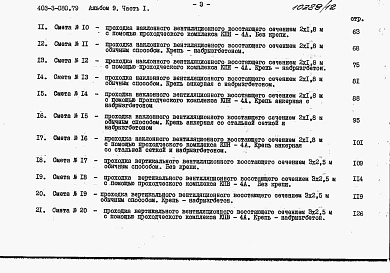 Состав альбома. Типовой проект 403-3-080.89Альбом 9 Сметы. Часть 1