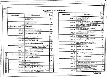 Состав альбома. Типовой проект 143-216-9Альбом 1 Архитектурно-строительные чертежи. Чертежи по инженерному оборудованию