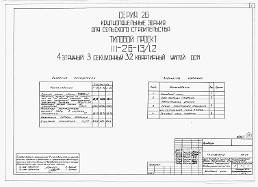 Состав альбома. Типовой проект 111-26-13/1.2Альбом 1 Части 0, 01, 02, 03, 1, 2, 3, 4, 5, 6 Общая часть. Архитектурно-строительные чертежи ниже отм. 0,000. Отопление и вентиляция ниже отм. 0,000. Водопровод и канализация ниже отм. 0,000. Архитектурно-строительные чертежи выше отм. 0,000. Отопление и