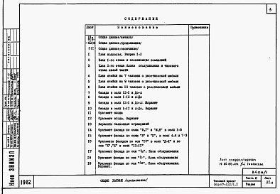Состав альбома. Типовой проект 164-87-122/1.2Альбом 1 Часть 0.85 Общая часть
