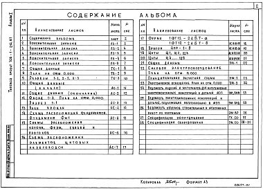Состав альбома. Типовой проект 705-1-214.87Альбом 1 Пояснительная записка. Технология производства. Архитектурно-строительные решения. Силовое электрооборудование. Спецификации оборудования