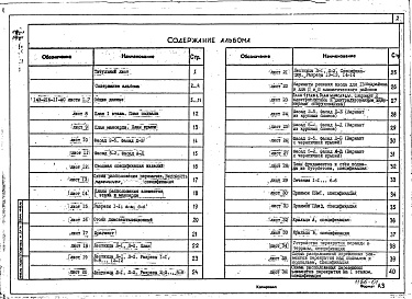 Состав альбома. Типовой проект 143-216-11Альбом 1 Архитектурно-строительные чертежи. Чертежи по инженерному оборудованию