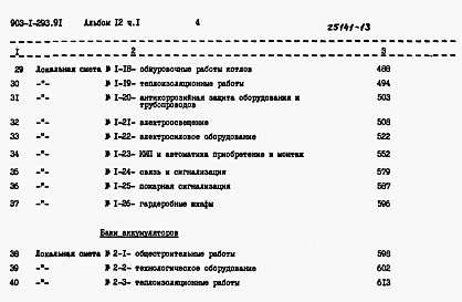 Состав альбома. Типовой проект 903-1-293.91Альбом 12 Части 1, 2, 3 Сметы       