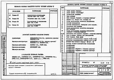 Состав альбома. Типовой проект 87-049/1.2Альбом 01 Чертежи архитектурно-строительные, сантехнические и электротехнические ниже отм. 0.000 вариант с кладовыми