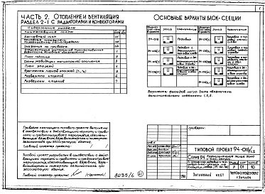 Состав альбома. Типовой проект 94-016/1.2Альбом 6 Часть 1 Архитектурно-строительные чертежи выше отм.0.000. Часть 2 Отопление и вентиляция Раздел 2-1 С радиаторами и конвекторами. Часть 3 Водоснабжение и канализация выше отм.0.000. Часть 4 Газоснабжение. Часть 5 Электрооборудование. Часть 6 Слаб