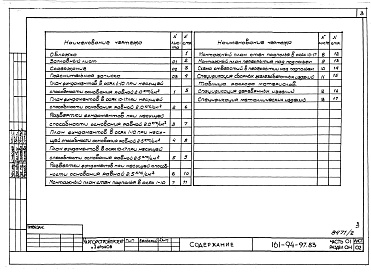 Состав альбома. Типовой проект 161-94-97.83Альбом 2 Часть 01 Архитектурно-строительные чертежи ниже отм.0.000 Раздел 01-1 Здание с подпольем