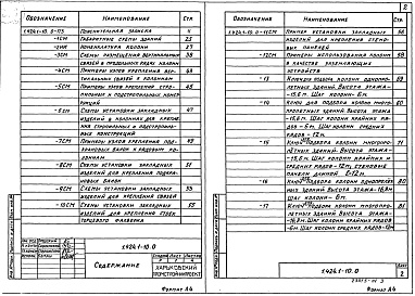 Состав альбома. Серия 1.424.1-10 КолонныВыпуск 0 Материалы для проектирования