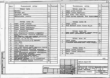 Состав альбома. Типовой проект 184-24-289.13.88Альбом 1 Архитектурно-строительные, санитарно-технические и электрические чертежи