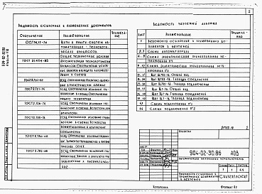 Состав альбома. Типовой проект 904-02-30.86Альбом 8 Кондиционер прямоточный с двумя секциями воздухонагревателя первого подогрева и четырьмя доводчиками. Электрическая система регулирования 