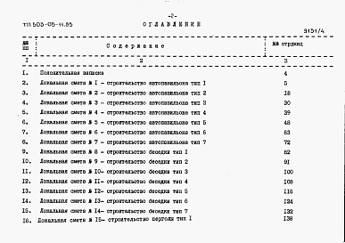 Состав альбома. Типовой проект 503-05-11.85Альбом 4 Сметы и ведомости потребности в материалах     