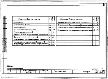 Состав альбома. Типовой проект 94-088/1.2Альбом 3 Часть 01 Архитектурно-строительные чертежи ниже отм.0.000  Раздел 01-1 Здание с подпольем