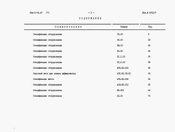 Состав альбома. Типовой проект 904-1-78.87Альбом 7 Спецификации оборудования