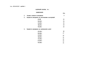 Состав альбома. Типовой проект 416-6-38.90Альбом 4 Ведомости потребности в материалах          