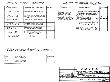 Состав альбома. Типовой проект 903-1-173Альбом 1 Тепломеханическая часть. Электротехническая часть. Контроль и регулирование 