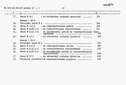 Состав альбома. Типовой проект 409-28-053.89Альбом 13 Сметы. Часть 1 Сметы для камер типа 1 в сборном керамзитобетоне