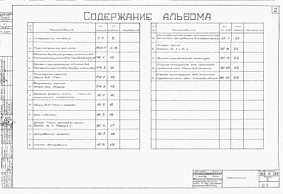 Состав альбома. Типовой проект 902-2-125Альбом 1 Технологическая, строительная, и электротехническая части