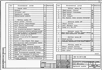 Состав альбома. Типовой проект 185-24-307.13.88Альбом 1 Архитектурно-строительные, санитарно-технические и электрические чертежи 