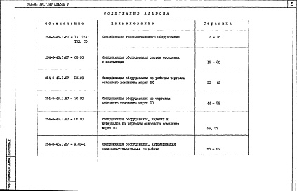 Состав альбома. Типовой проект 254-8-46.1.87Альбом 5  Спецификации оборудования
