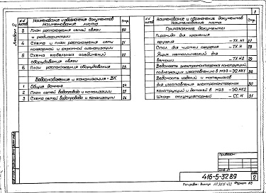 Состав альбома. Типовой проект 416-5-37.89Альбом 2 Технология производства. Отопление и вентиляция. Водоснабжение и канализация. Силовое электрооборудование. Электрическое освещение. Связь и сигнализация