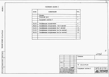 Состав альбома. Типовой проект 411-2-178.86Альбом 2  Спецификации оборудования.      