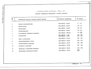 Состав альбома. Типовой проект 903-1-288.91Альбом 21 Часть 1  Спецификация оборудования. Поставка заказчика 