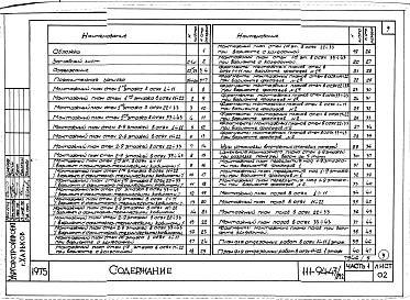Состав альбома. Типовой проект 111-94-43/75.2Альбом 5 Часть 1 Архитектурно-строительные чертежи выше отм.0.000