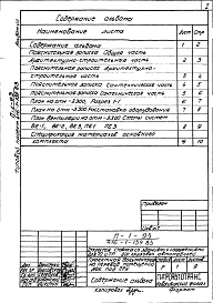 Состав альбома. Типовой проект 416-1-139.83Альбом 7 Проектная документация на перевод помещений административно-бытового корпуса под ПРУ    
