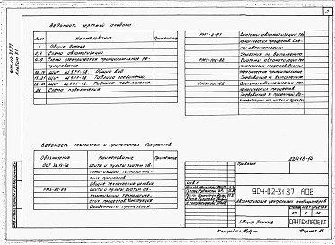 Состав альбома. Типовой проект 904-02-31.87Альбом 11 Кондиционер с рециркуляцией, воздухонагревателем первого подогрева, оснащаемым циркуляционным насосом, и с воздухонагревателем второго подогрева. Электрическая система регулирования. 