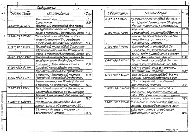 Состав альбома. Серия 5.407-99 УстройствоВыпуск 1 Монтажные чертежи, чертежи изделий