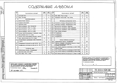 Состав альбома. Типовой проект 212-2-112мАльбом 3 Электрооборудование, слаботочные устройства