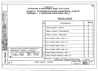 Состав альбома. Типовой проект 96-037/2Альбом 2 Часть 1 Архитектурно-строительные чертежи выше отм.0.000. Часть 2 Отопление и вентиляция выше отм.0.000 Раздел 2-1 Отопление чугунными радиаторами М-140-АО Раздел 2-3 Отопление конвекторами &quot;Комфорт&quot; Часть 3 Водоснабжение и канализация 