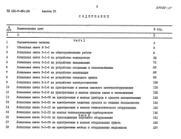Состав альбома. Типовой проект 416-9-48с.88Альбом 10 Сметы. Часть 1,2     